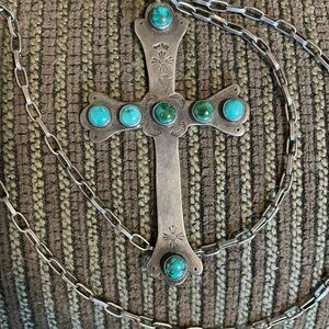 Vintage Turquoise Cross Necklace